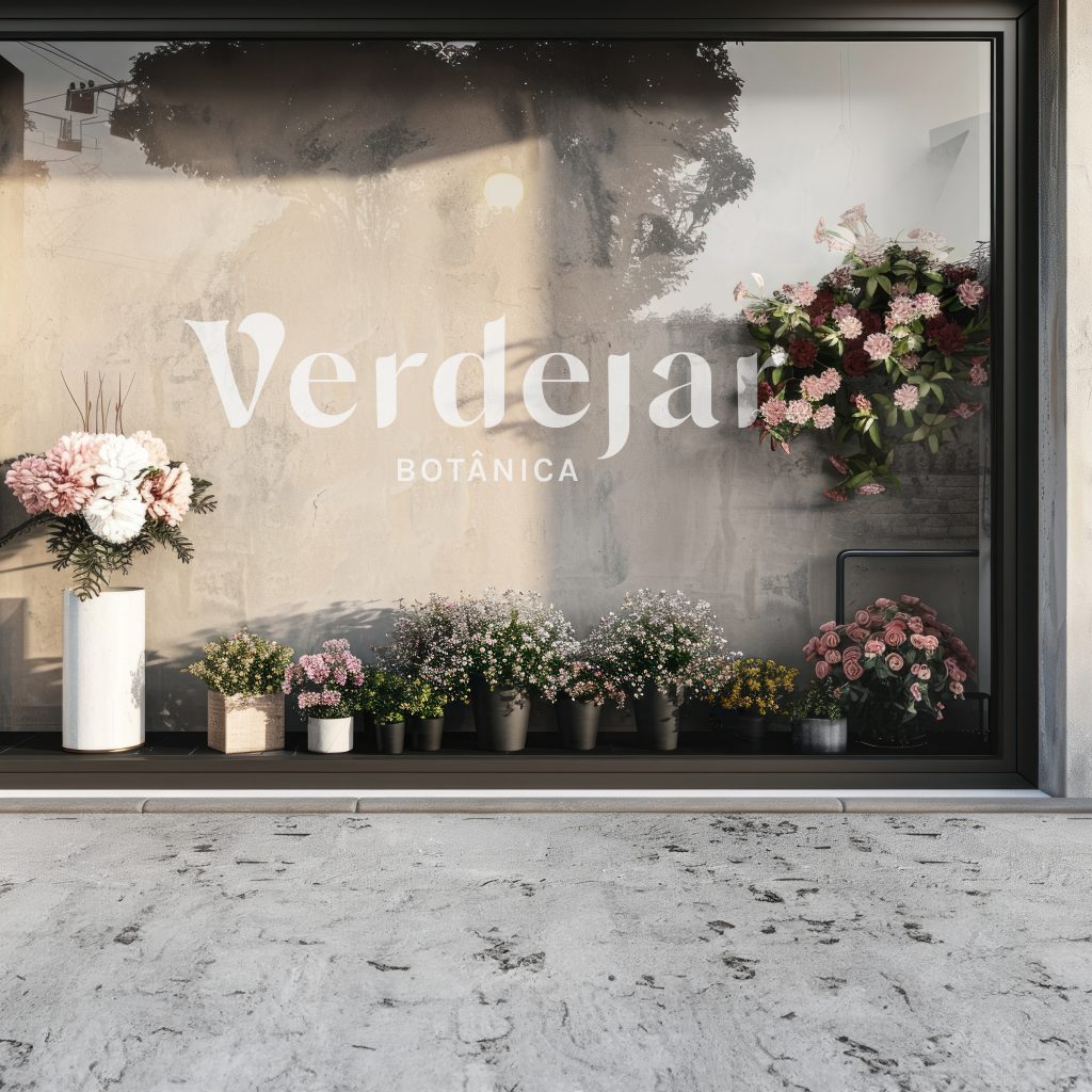 Flower shop window display mockup psd